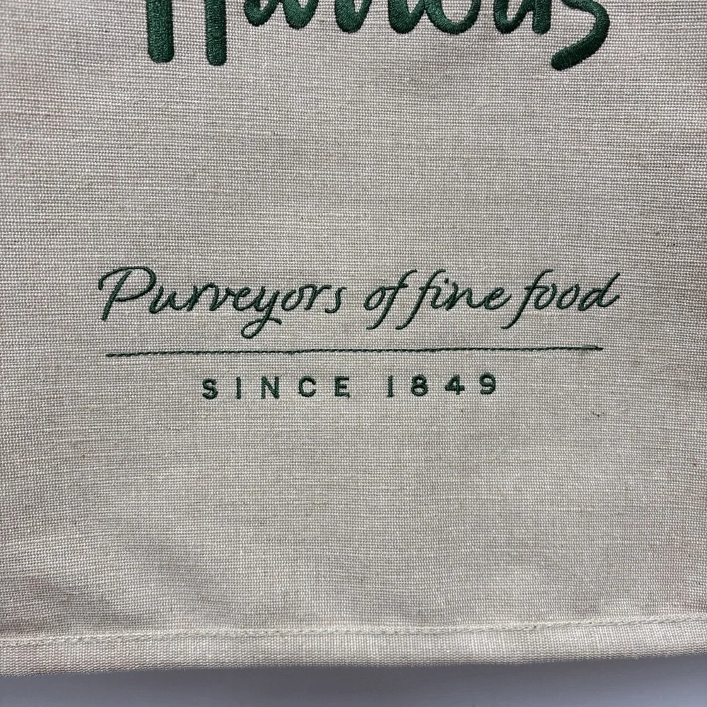 Harrods London - Embroidered Jute Grocery Shopper Bag